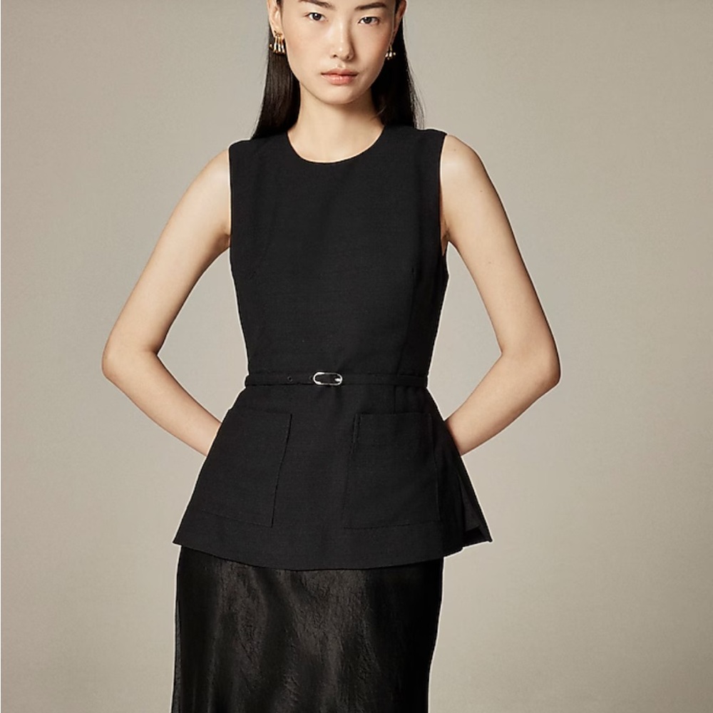Jcrew Sleeveless belted top in viscose canvas
